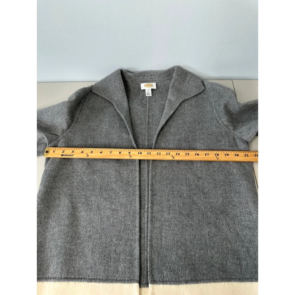 Vintage Talbots Wool Angora Cashmere Cardigan Jacket Size 8 Gray Colorblock Soft